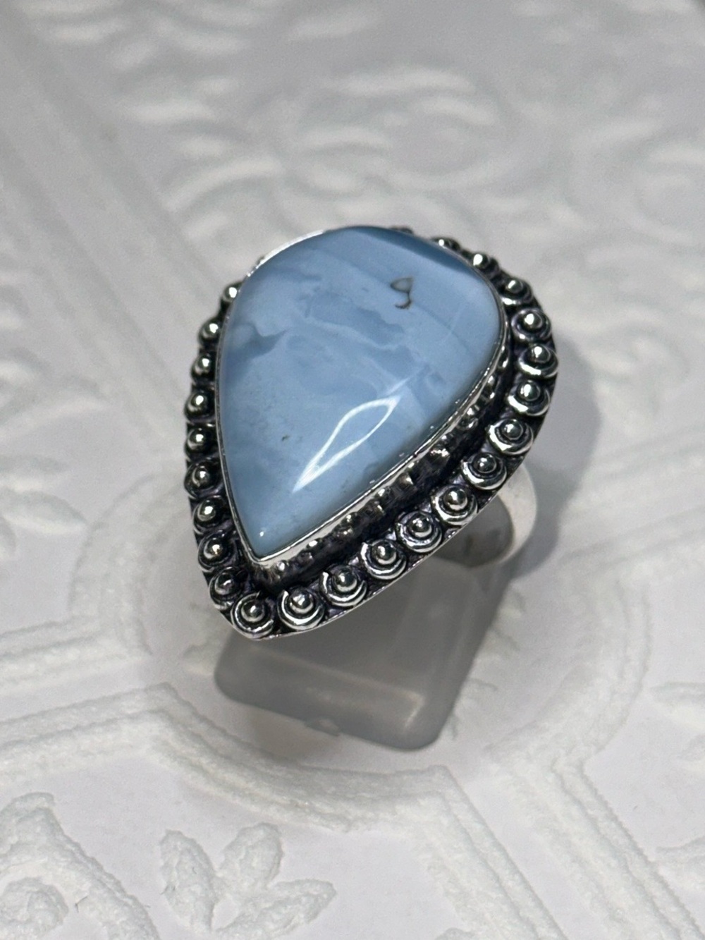 Handmade Blue Lace Agate Ring | Sterling Silver 925 Marked | Size 8.5-9